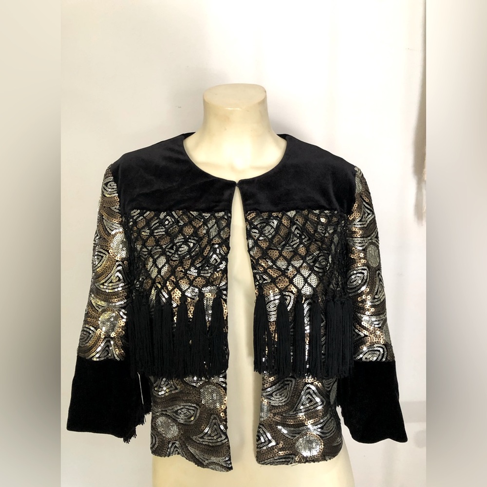 Nissa Sequined Velour Midriff Jacket Size 6/38